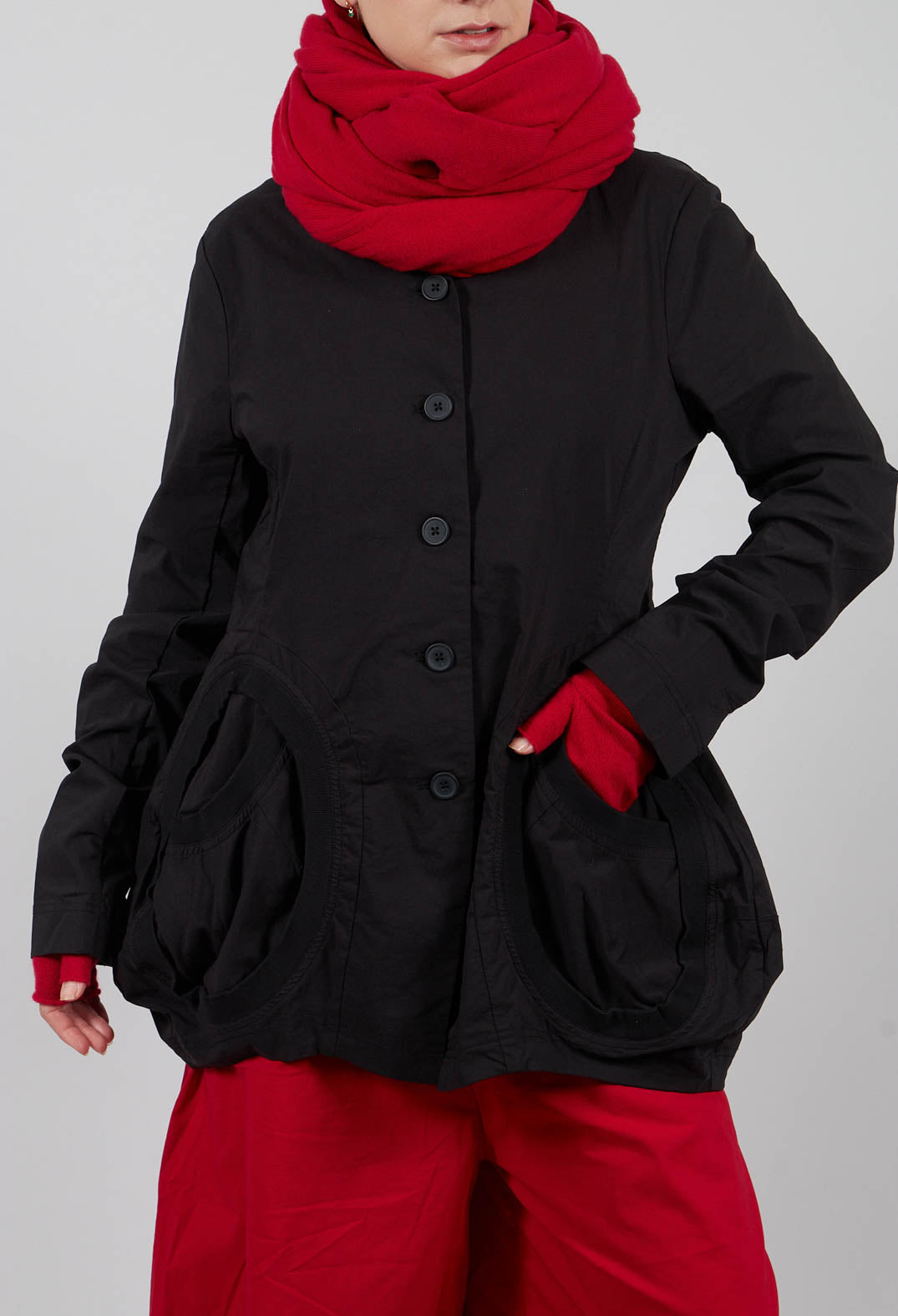 Jacket with Circular Pockets in Black - 3631111