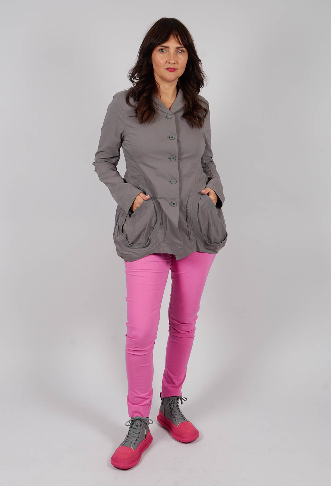 Jacket with Circular Pockets in Dark Grey - 3631111