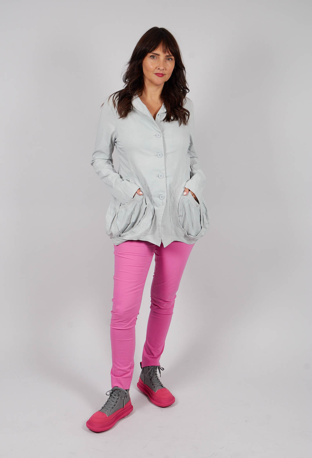 Jacket with Circular Pockets in Light Grey - 3631111