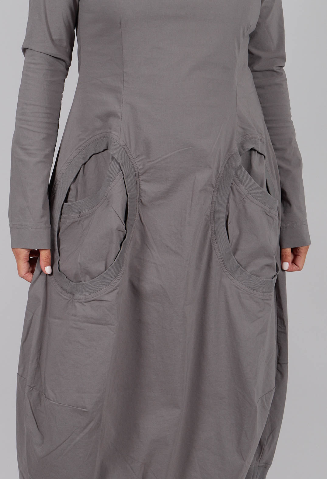 Dress with Circular Pockets in Dark Grey - 3630912