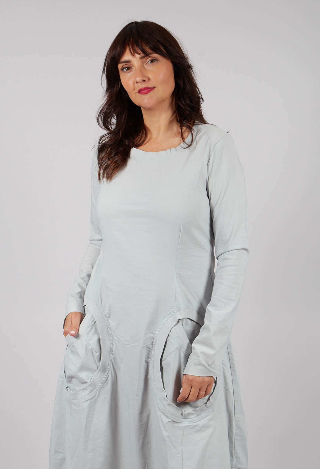 Dress with Circular Pockets in Light Grey - 3630912