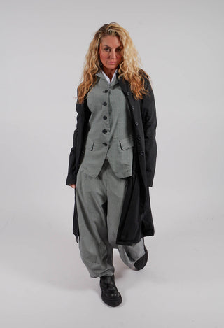 Tulip Hem Coat with Circular Pockets in Black - 3631213