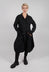 Tulip Hem Coat with Circular Pockets in Black - 3631213