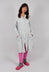 Tulip Hem Coat with Circular Pockets in Light Grey - 3631213