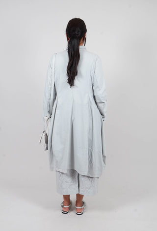 Tulip Hem Coat with Circular Pockets in Light Grey - 3631213