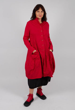 Tulip Hem Coat with Circular Pockets in Rose - 3631213