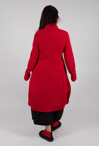 Tulip Hem Coat with Circular Pockets in Rose - 3631213