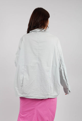High Neck Jacket with Circular Pockets in Light Grey - 3631114