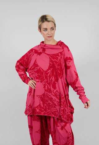 Longline Top with Feature Pocket in Rose Print - 3640502
