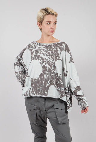 Oversized Jersey Top in Dark Grey Print - 3640507