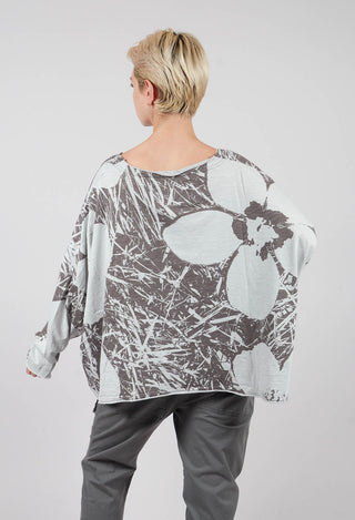 Oversized Jersey Top in Dark Grey Print - 3640507