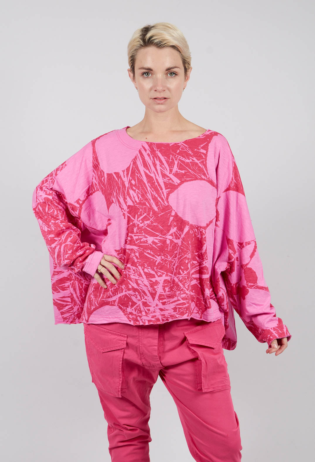 Oversized Jersey Top in Lotus Print - 3640507