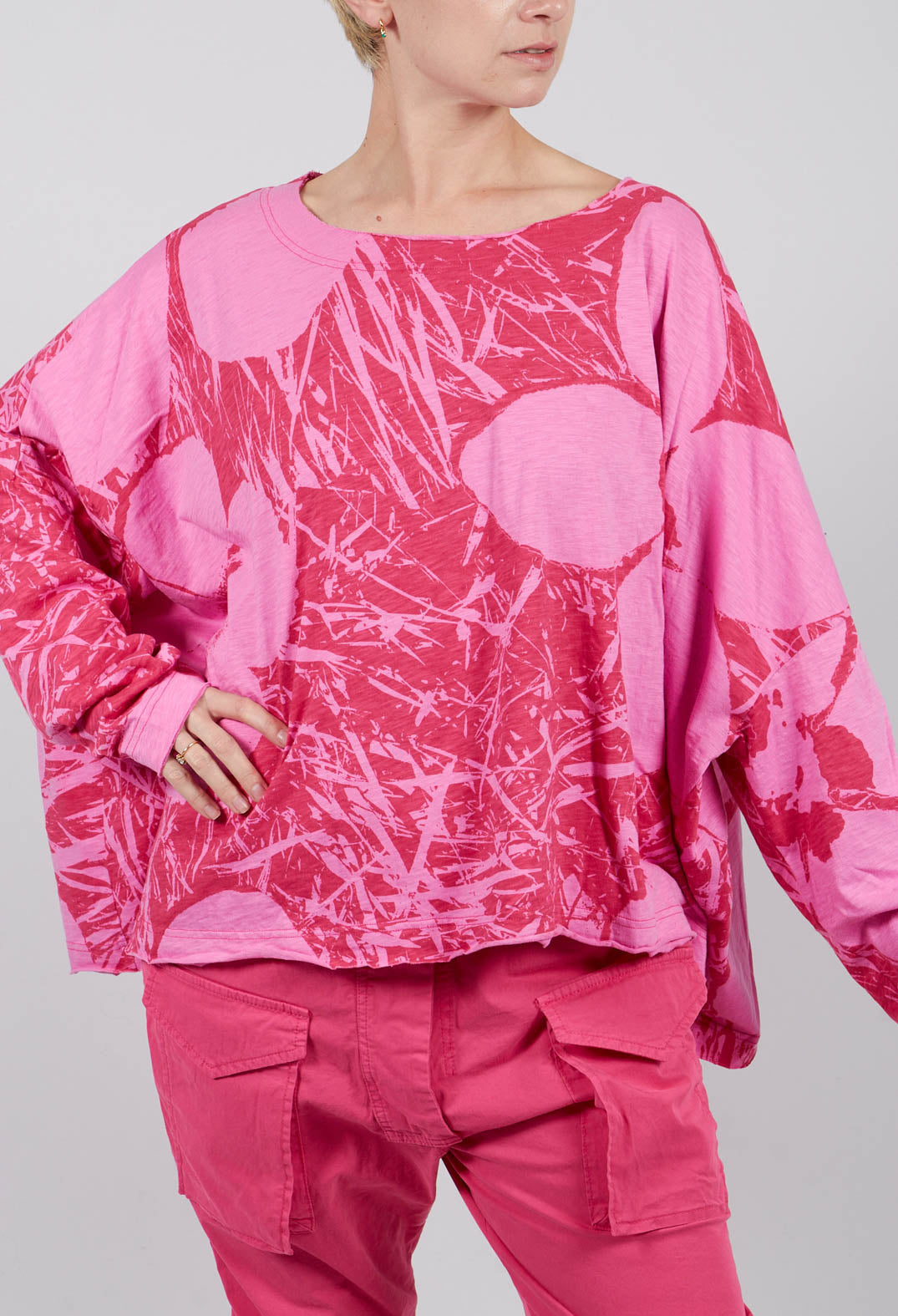 Oversized Jersey Top in Lotus Print - 3640507