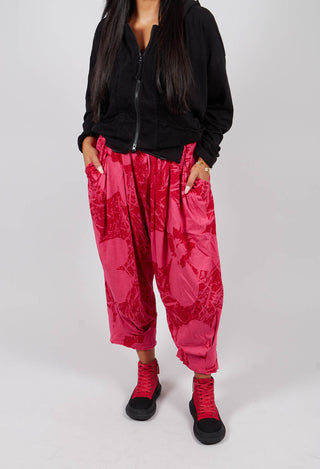 Jersey Balloon Trousers in Rose Print - 3640108