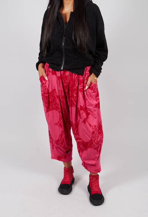 Jersey Balloon Trousers in Rose Print - 3640108