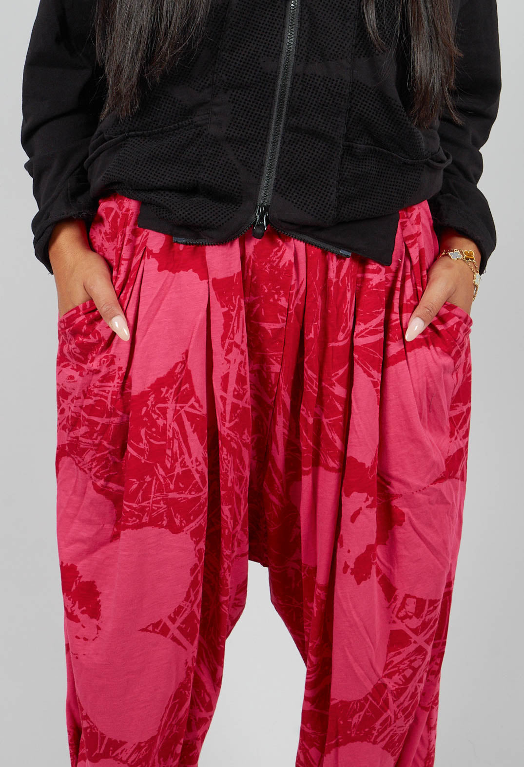 Jersey Balloon Trousers in Rose Print - 3640108