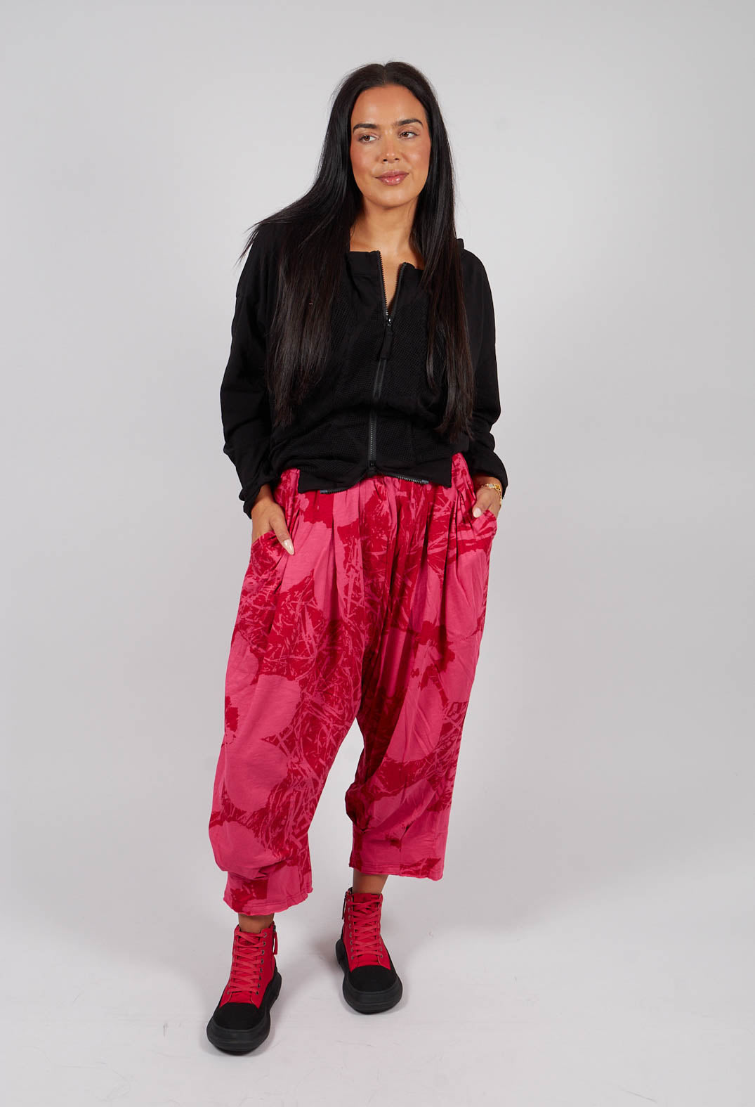 Jersey Balloon Trousers in Rose Print - 3640108