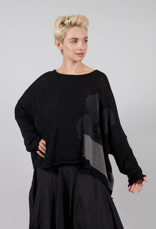 Oversized Jumper in Black with Greyflock - 3720702