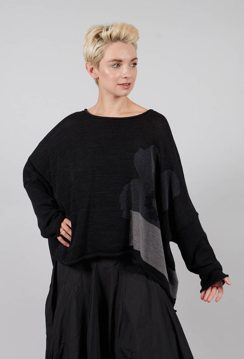 Oversized Jumper in Black with Greyflock - 3720702