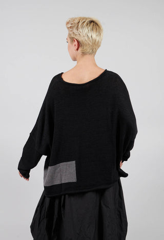 Oversized Jumper in Black with Greyflock - 3720702