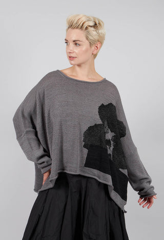 Oversized Jumper in Dark Grey with Blackflock - 3720702