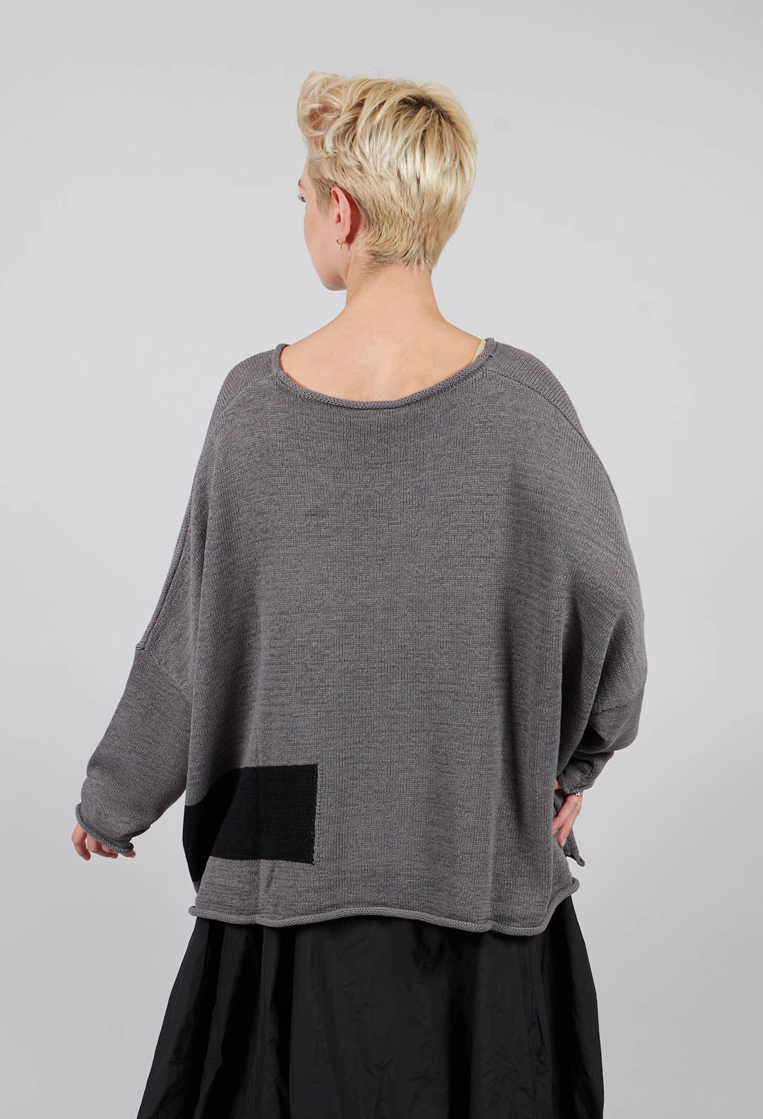Oversized Jumper in Dark Grey with Blackflock - 3720702