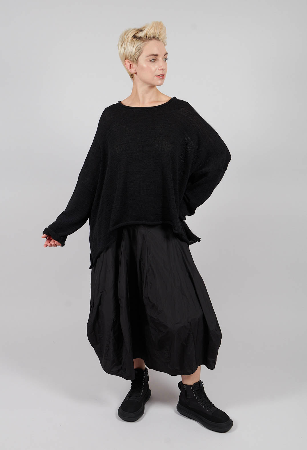 Oversized Jumper in Light Grey with Dark Greyflock - 3720702