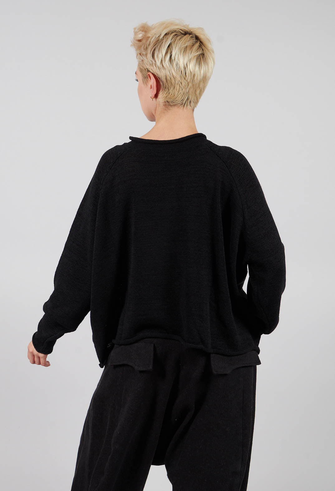 Short Jumper in Black with Greyflock - 3720704