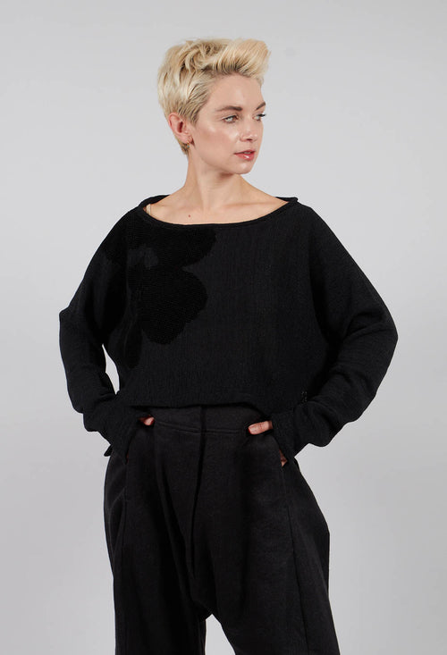 Cropped Jumper in Black with Blackflock - 3720705