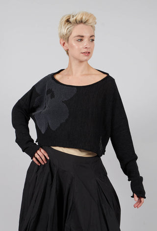 Cropped Jumper in Black with Greyflock - 3720705
