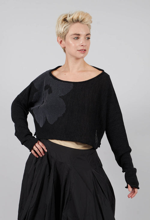 Cropped Jumper in Black with Greyflock - 3720705
