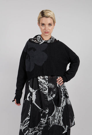 Cropped Jumper in Black with Greyflock - 3720705