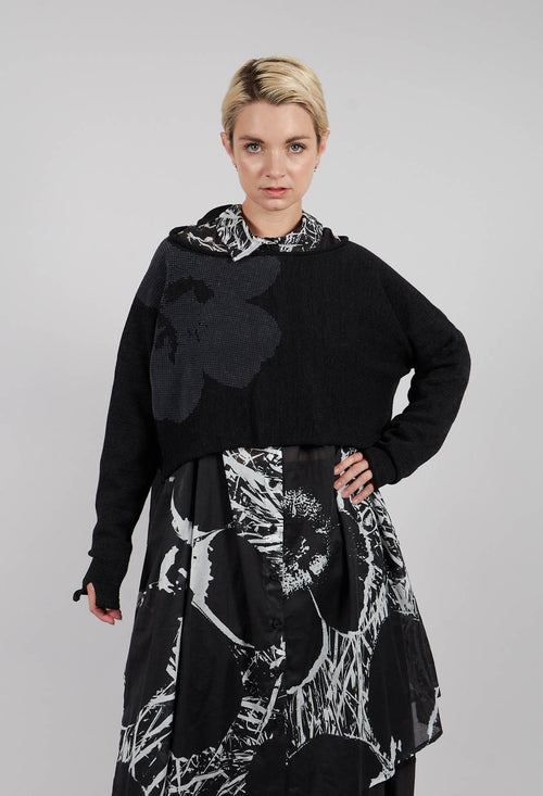 Cropped Jumper in Black with Greyflock - 3720705