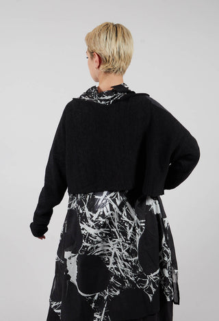Cropped Jumper in Black with Greyflock - 3720705