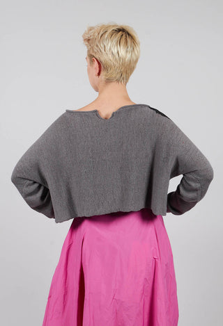 Cropped Jumper in Dark Grey with Blackflock - 3720705