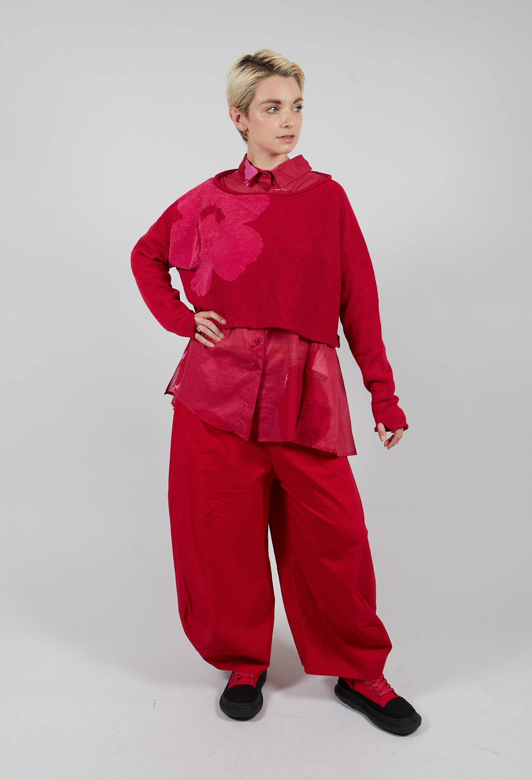 Pull On Balloon Leg Trousers in Rose - 3630104
