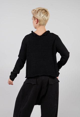 Short Motif Cardigan in Black with Greyflock - 3727106
