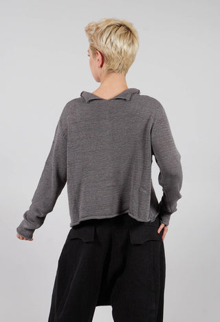Short Motif Cardigan in Dark Grey with Blackflock - 3727106