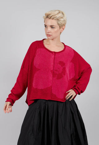 Round Neck Cardigan in Rose with Lotusflock - 3727107