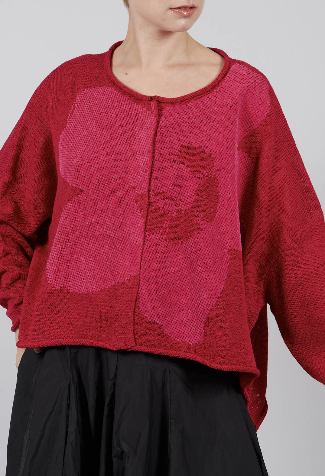 Round Neck Cardigan in Rose with Lotusflock - 3727107