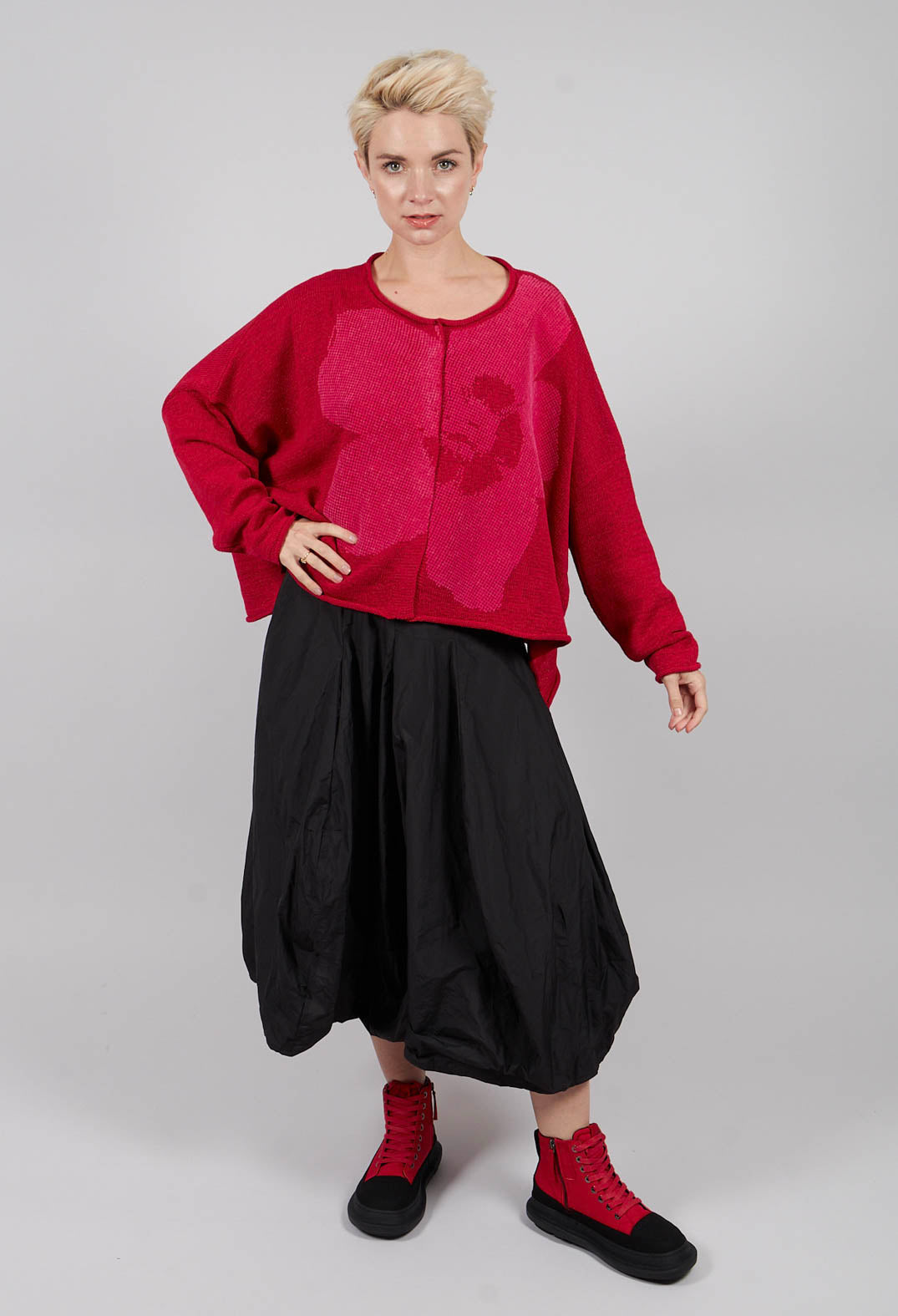 Round Neck Cardigan in Rose with Lotusflock - 3727107