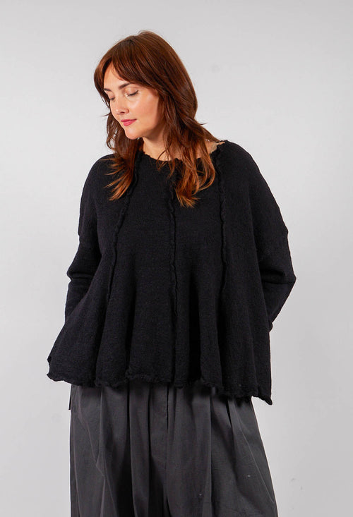 Flared Hem Jumper in Black - 3890702