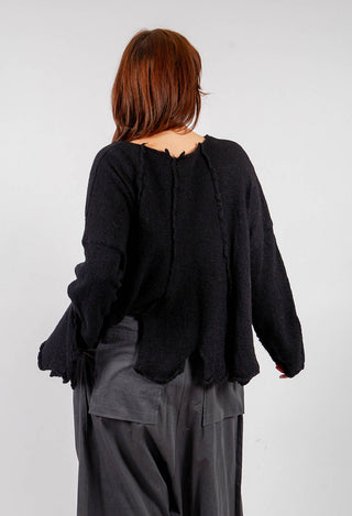 Flared Hem Jumper in Black - 3890702
