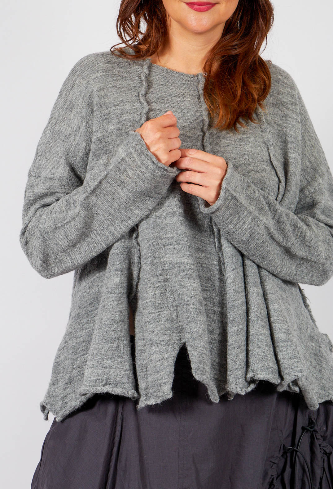 Flared Hem Jumper in Dark Grey - 3890702