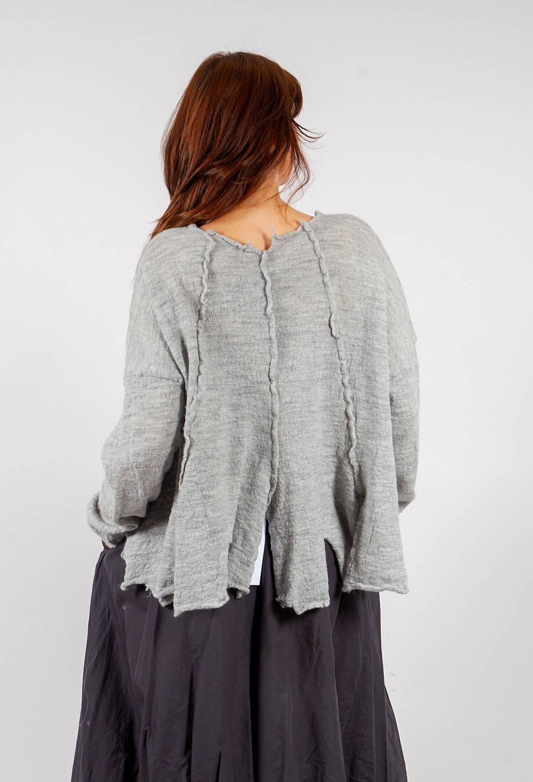 Flared Hem Jumper in Light Grey - 3890702