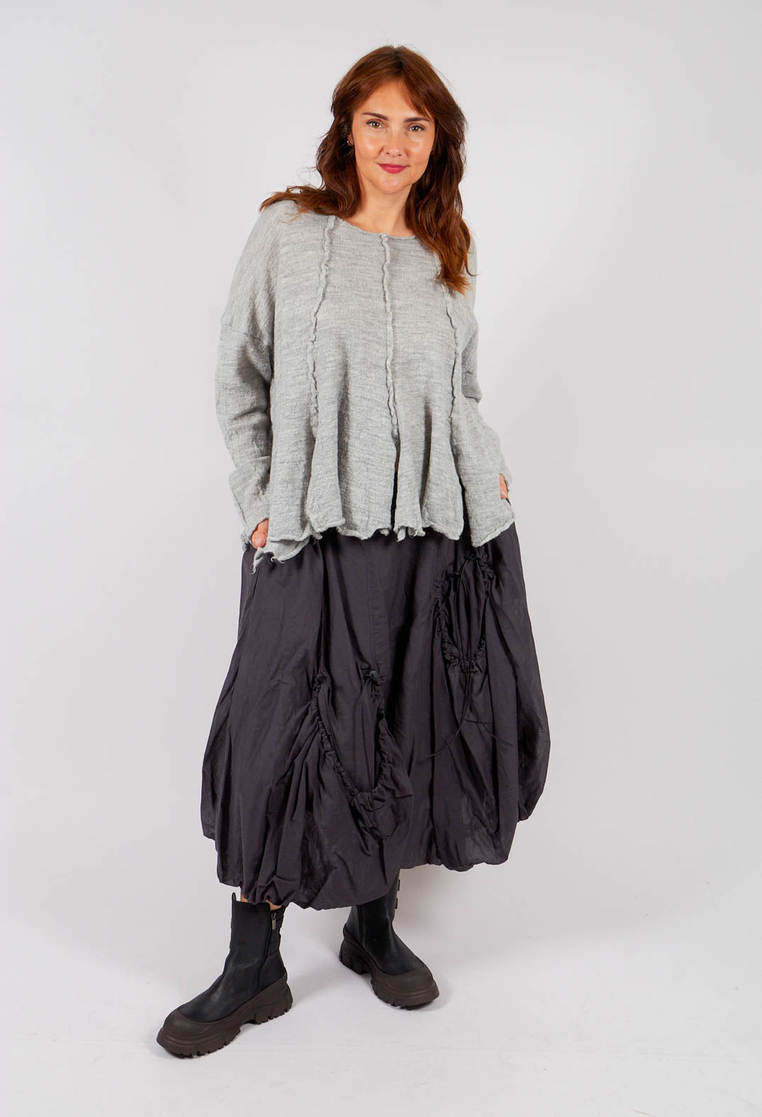 Flared Hem Jumper in Light Grey - 3890702