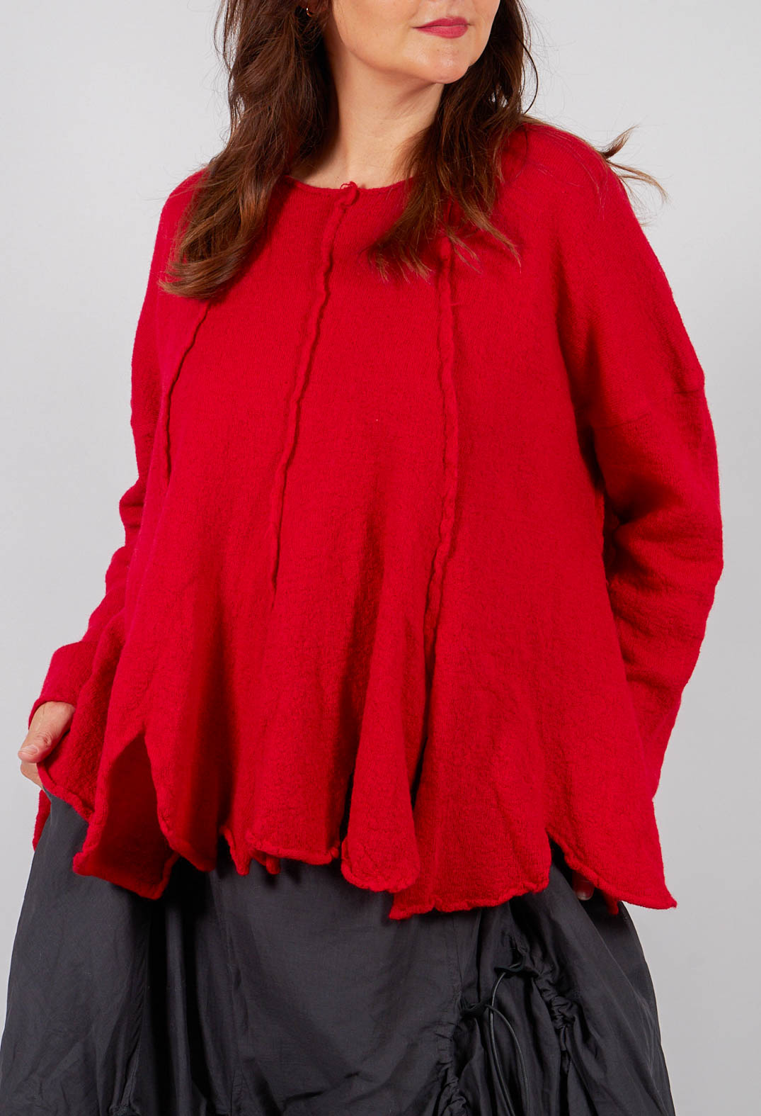 Flared Hem Jumper in Rose - 3890702