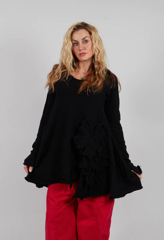 Jumper with Fabric Embellishment in Black - 3890705
