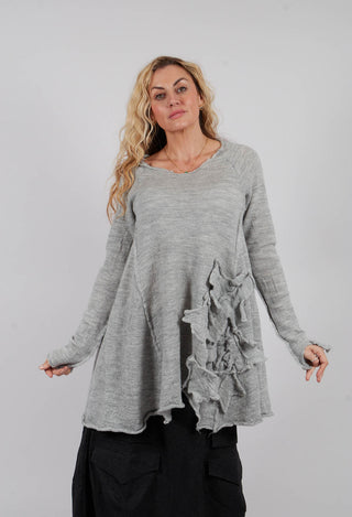 Jumper with Fabric Embellishment in Light Grey - 3890705