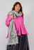 Knitted Scarf with Fabric Embellishment in Light Grey - 3897710